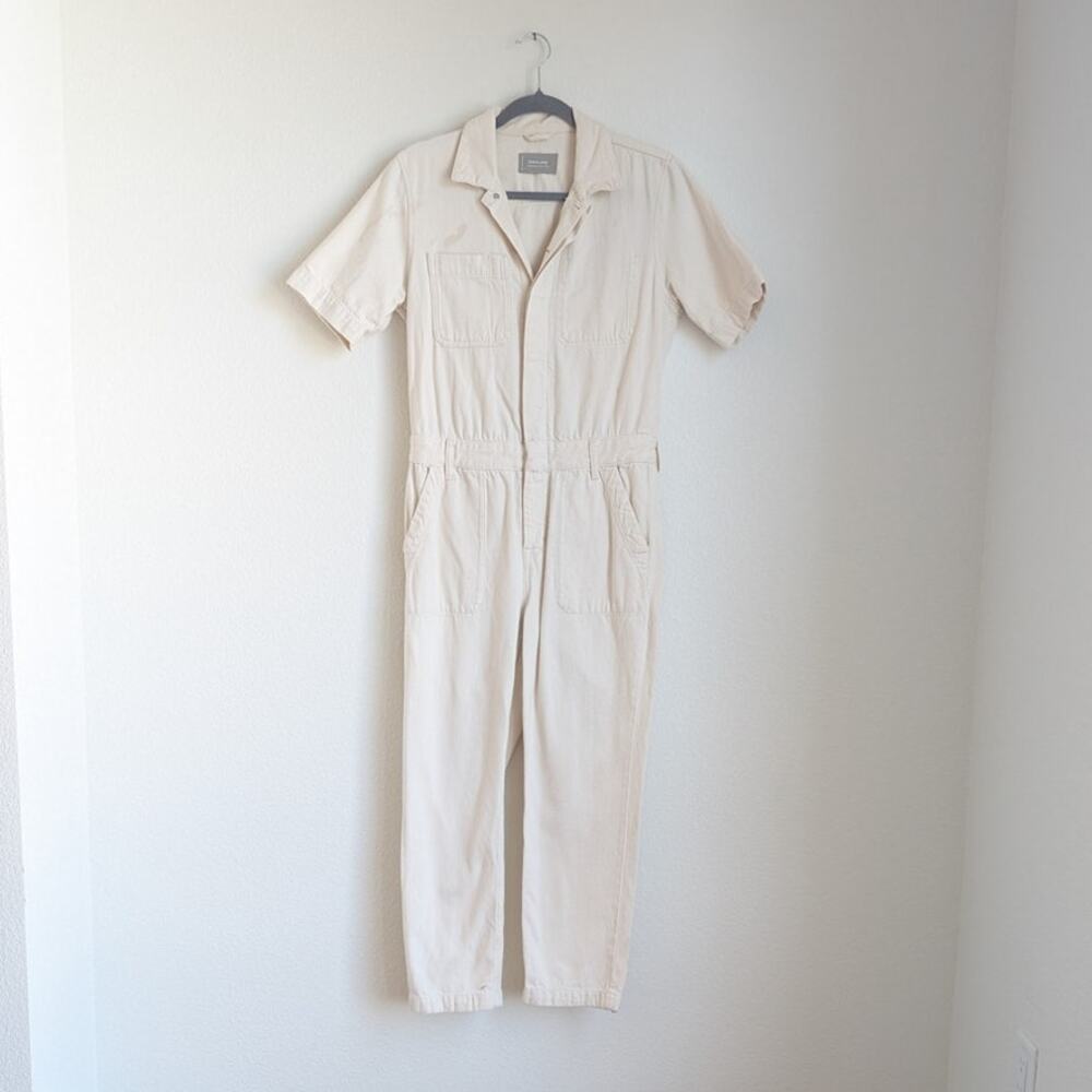 Everlane The Short Sleeve Denim Coverall in Bone Jumpsuit, size 4